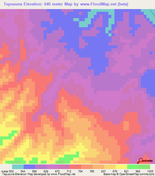 Tepusuna,Honduras Elevation Map