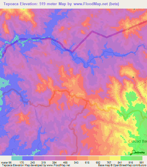 Tepoaca,Honduras Elevation Map