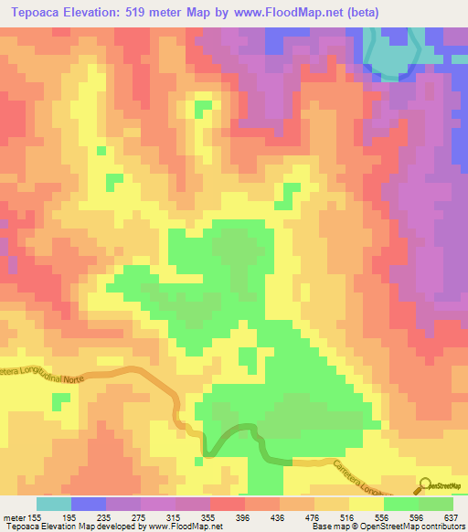 Tepoaca,Honduras Elevation Map