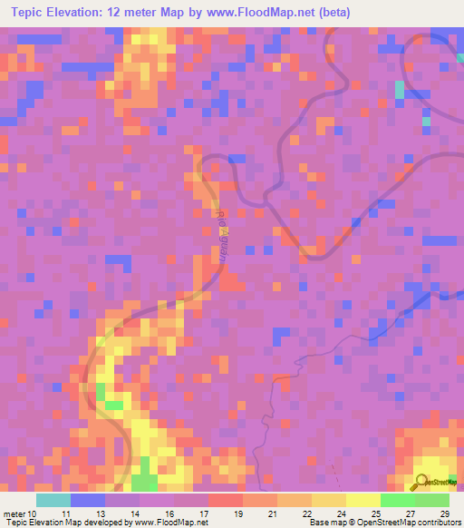 Tepic,Honduras Elevation Map