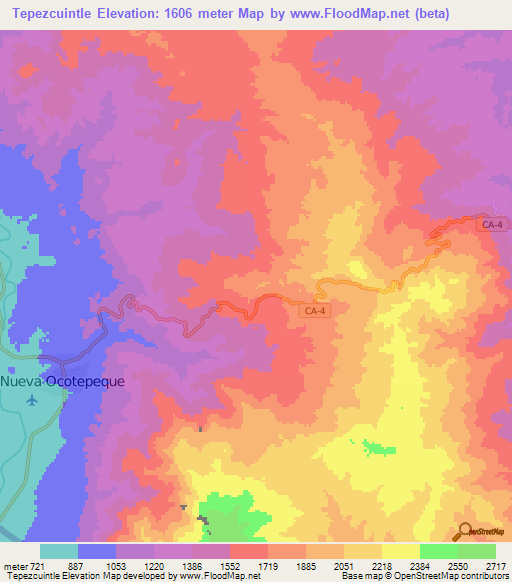 Tepezcuintle,Honduras Elevation Map