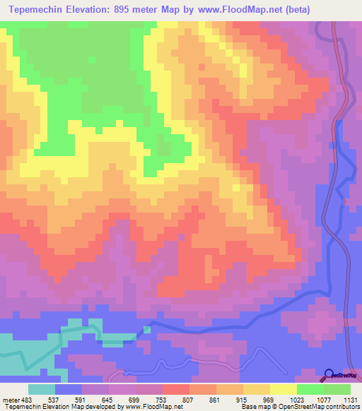 Tepemechin,Honduras Elevation Map