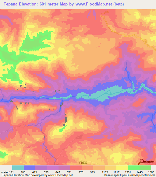 Tepana,Honduras Elevation Map