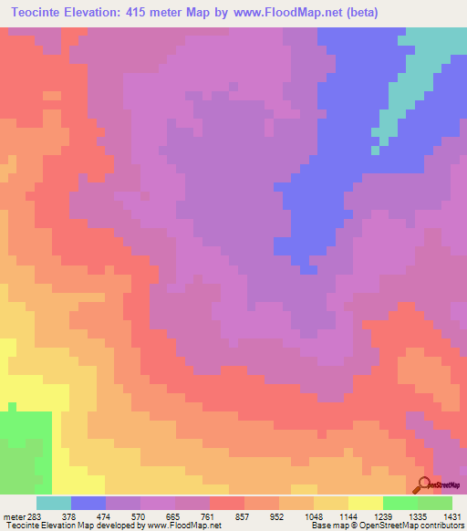 Teocinte,Honduras Elevation Map