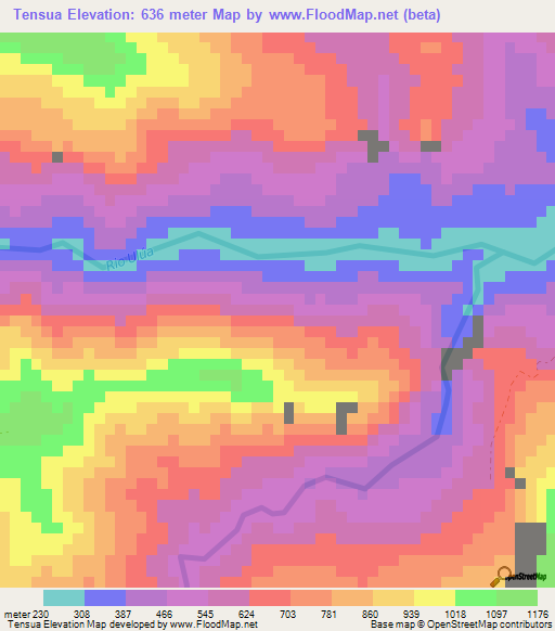 Tensua,Honduras Elevation Map