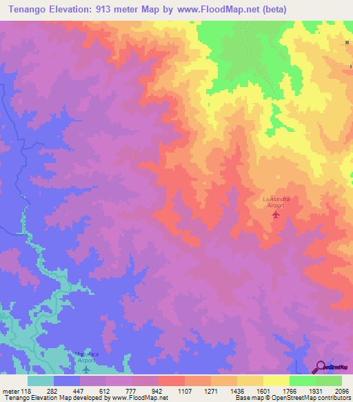 Tenango,Honduras Elevation Map
