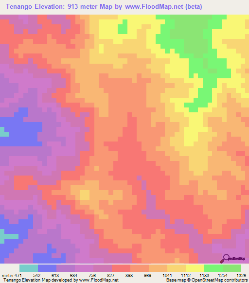 Tenango,Honduras Elevation Map