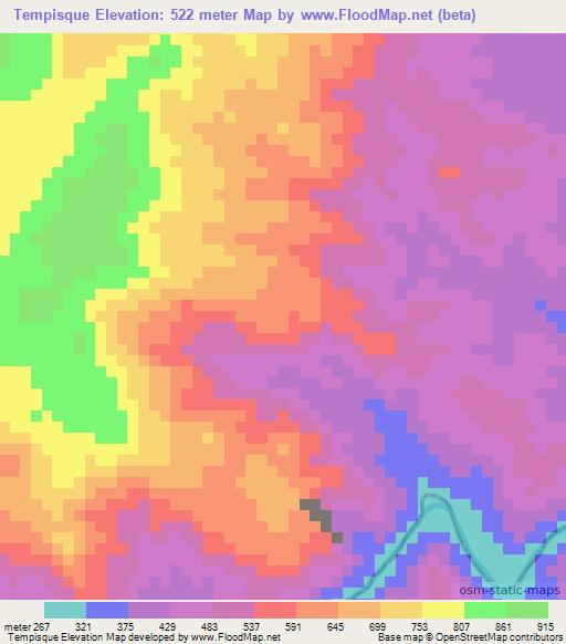 Tempisque,Honduras Elevation Map