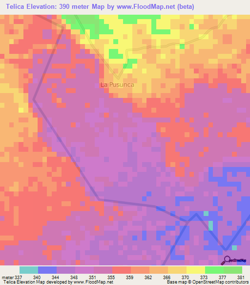 Telica,Honduras Elevation Map