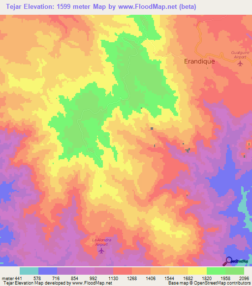 Tejar,Honduras Elevation Map