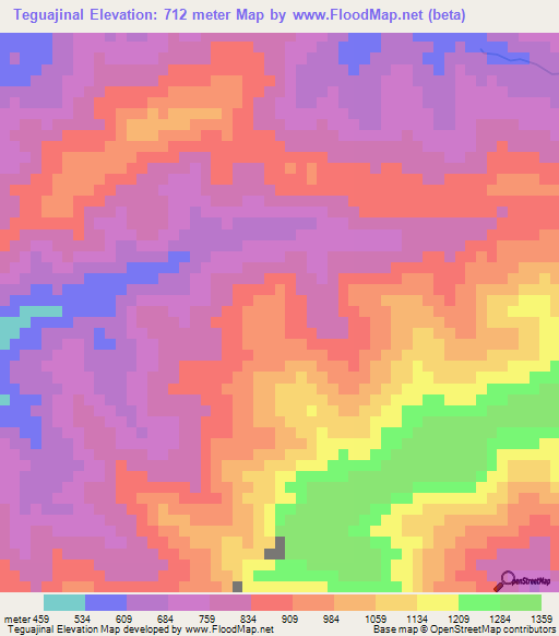 Teguajinal,Honduras Elevation Map