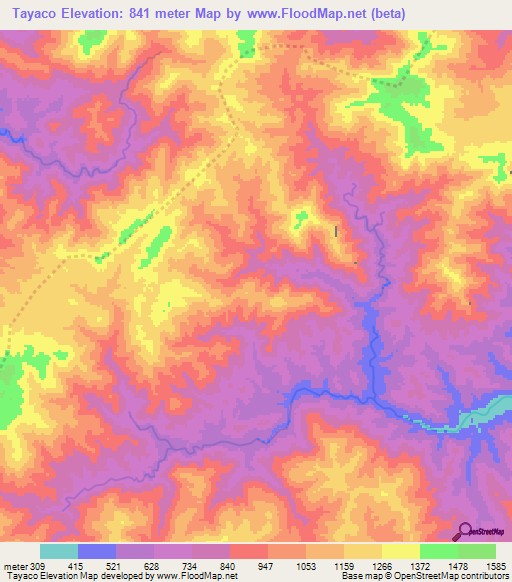 Tayaco,Honduras Elevation Map