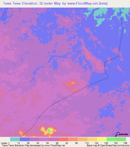 Tawa Tawa,Honduras Elevation Map