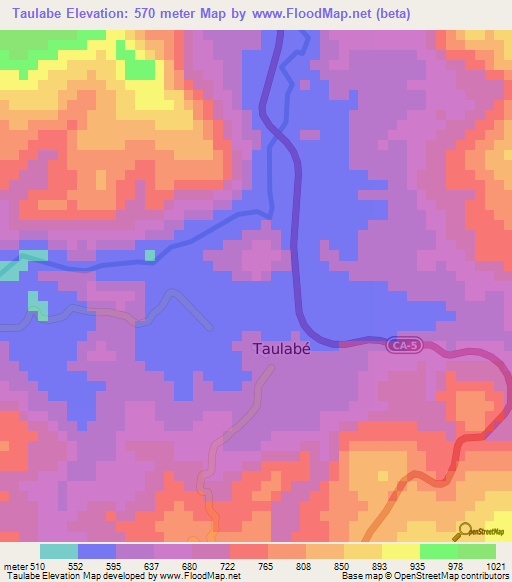 Taulabe,Honduras Elevation Map