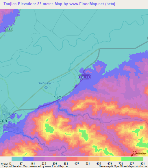 Taujica,Honduras Elevation Map