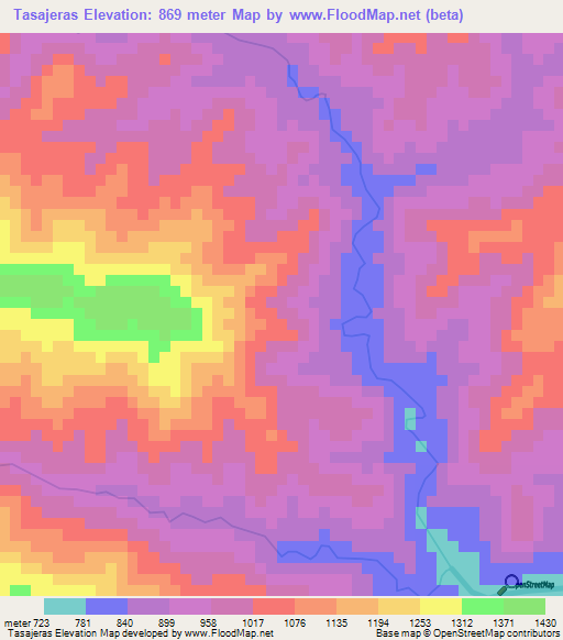 Tasajeras,Honduras Elevation Map