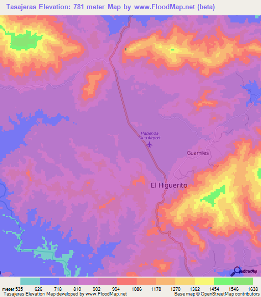 Tasajeras,Honduras Elevation Map