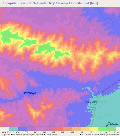 Tapiquile,Honduras Elevation Map
