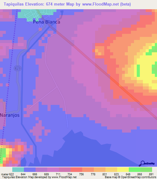 Tapiquilas,Honduras Elevation Map