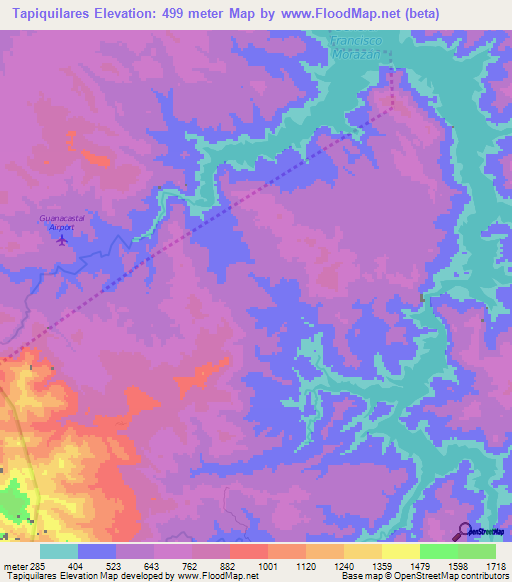 Tapiquilares,Honduras Elevation Map
