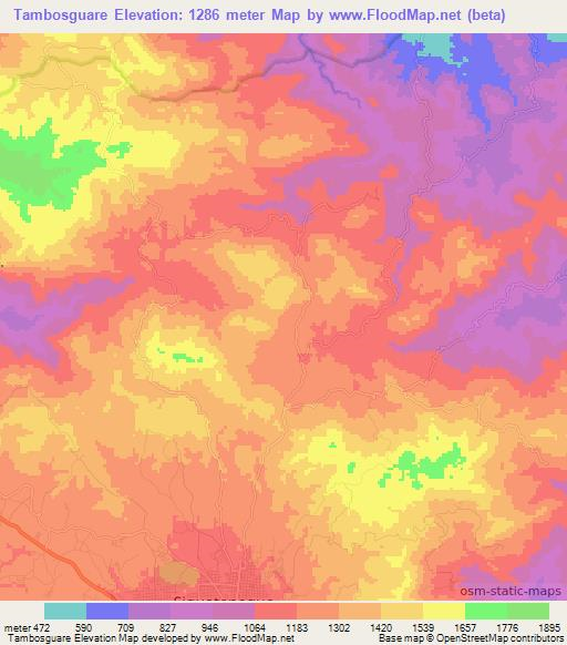 Tambosguare,Honduras Elevation Map
