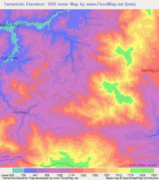 Tamarindo,Honduras Elevation Map