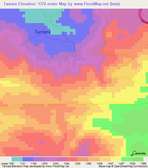 Tamara,Honduras Elevation Map