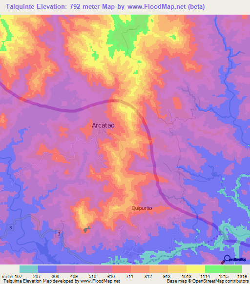 Talquinte,Honduras Elevation Map