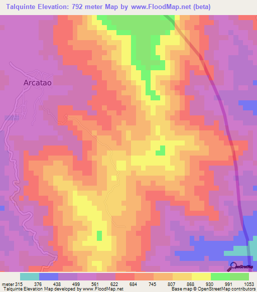 Talquinte,Honduras Elevation Map