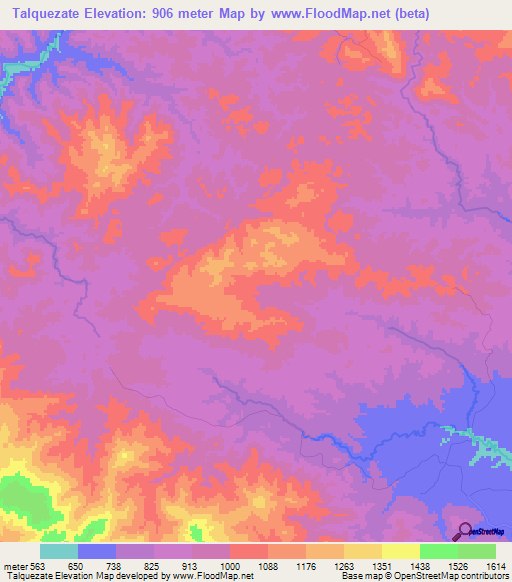 Talquezate,Honduras Elevation Map