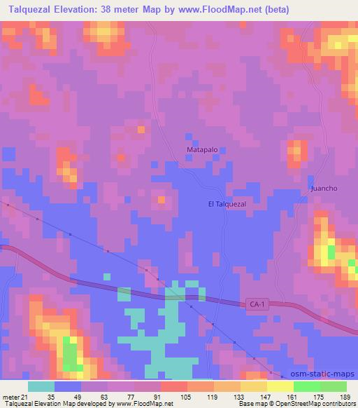 Talquezal,Honduras Elevation Map