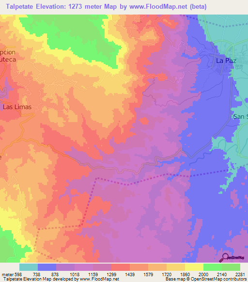 Talpetate,Honduras Elevation Map