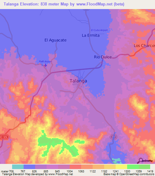 Talanga,Honduras Elevation Map