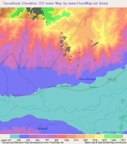 Tacualtuzte,Honduras Elevation Map