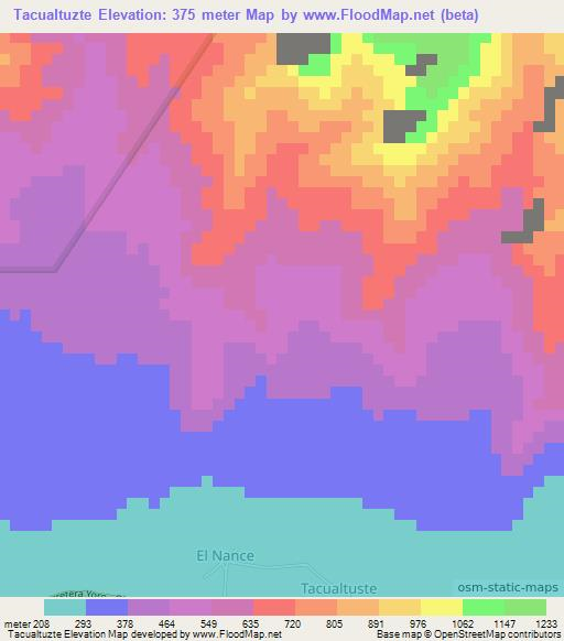 Tacualtuzte,Honduras Elevation Map
