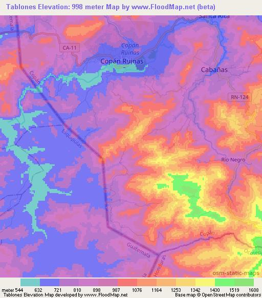 Tablones,Honduras Elevation Map