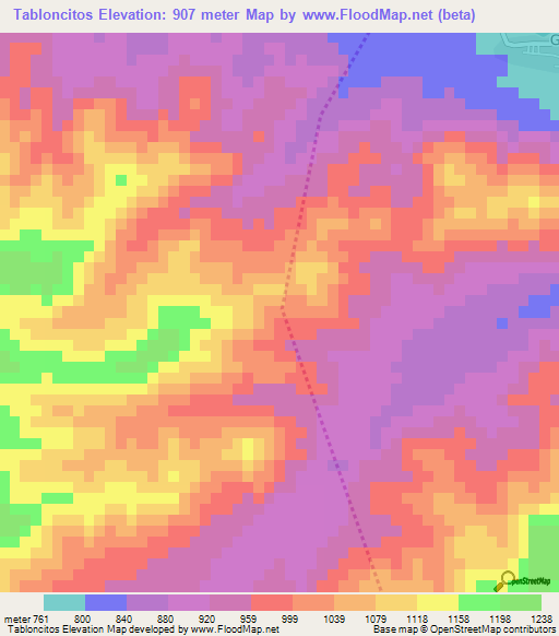 Tabloncitos,Honduras Elevation Map