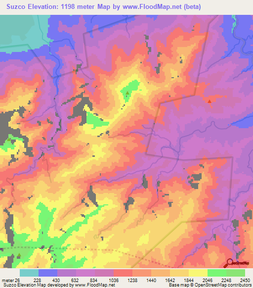 Suzco,Honduras Elevation Map