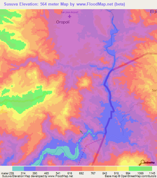Susuva,Honduras Elevation Map
