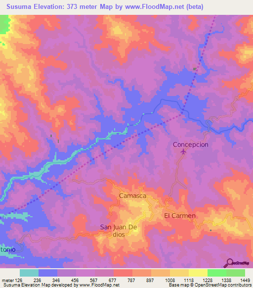 Susuma,Honduras Elevation Map