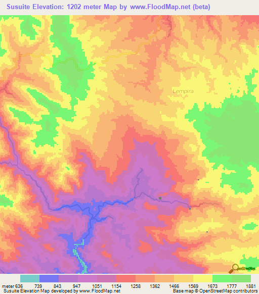 Susuite,Honduras Elevation Map