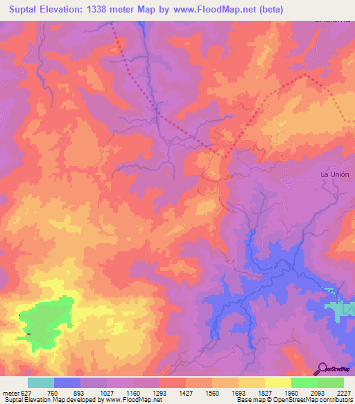 Suptal,Honduras Elevation Map