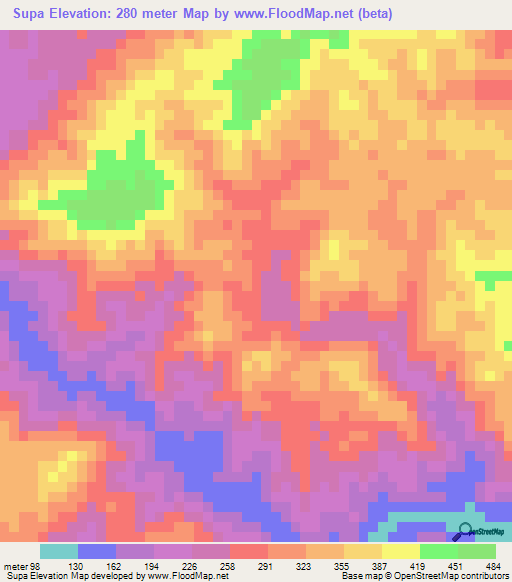 Supa,Honduras Elevation Map