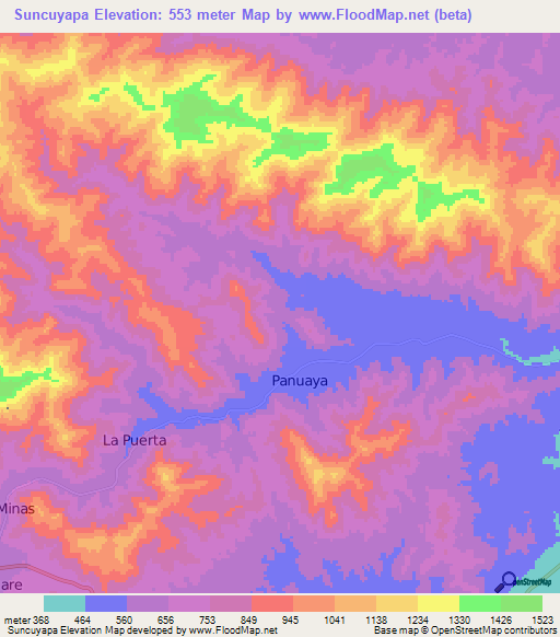 Suncuyapa,Honduras Elevation Map