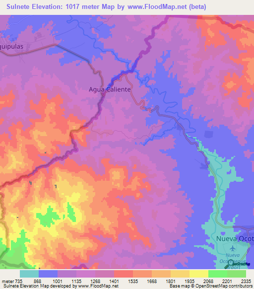 Sulnete,Honduras Elevation Map