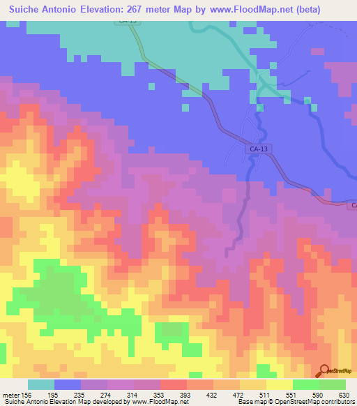 Suiche Antonio,Honduras Elevation Map