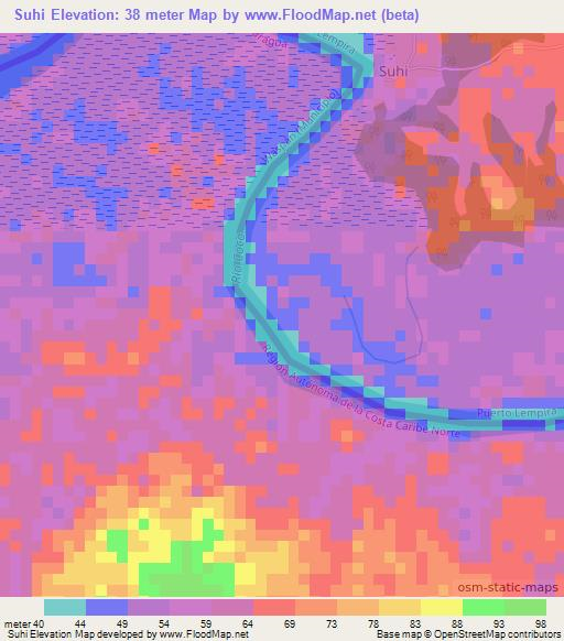 Suhi,Honduras Elevation Map