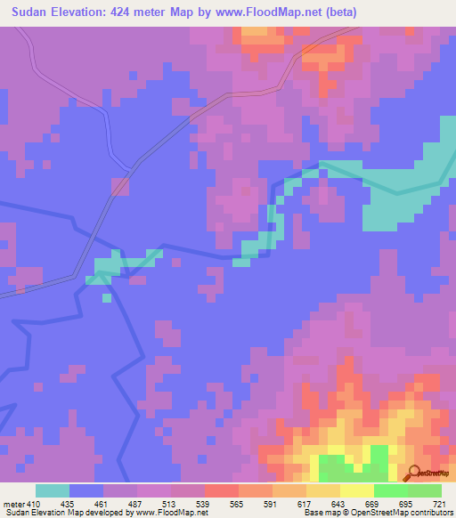 Sudan,Honduras Elevation Map