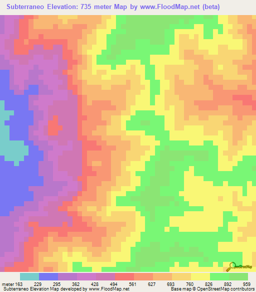 Subterraneo,Honduras Elevation Map