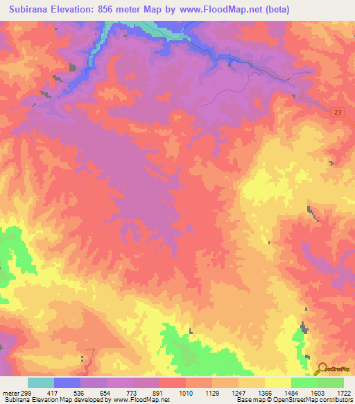 Subirana,Honduras Elevation Map
